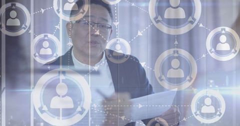 Businessman discussing network connections ideas at meeting