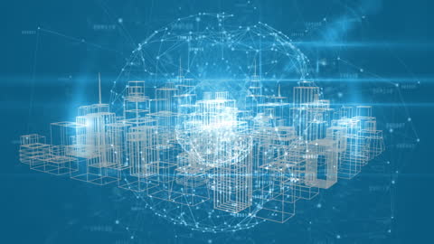 Digital City Overlaid with Global Network Connections