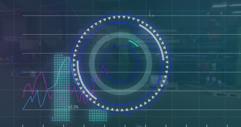 Futuristic Digital Scope Display Overlaying Cityscape