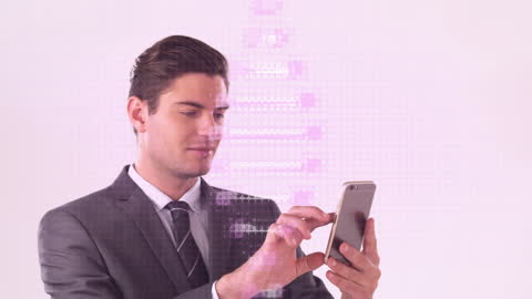 Businessman Interacting with Digital Futuristic Interface