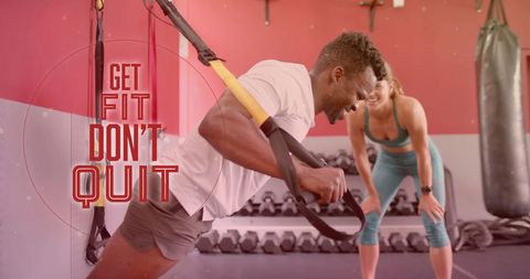 Motivated Workout with Diverse Individuals Using Suspension Straps