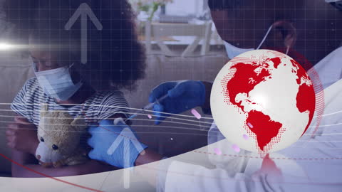 Child Receiving Vaccination with Global Data Overlay