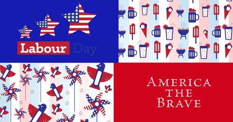 Patriotic Labor Day Graphics with American Flag Patterns