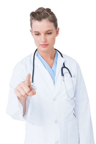 transparent doctor pointing upward in air with serious expression - Download Free Stock Videos Pikwizard.com