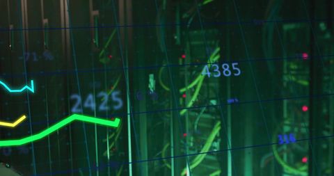 Digital Data Processing with Line Graph Overlay in Server Room - Download Free Stock Images Pikwizard.com