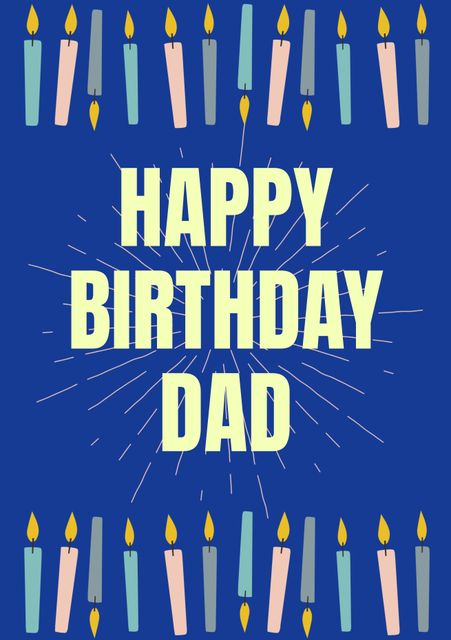 Festive Happy Birthday Dad Card with Vibrant Candles - Download Free Stock Templates Pikwizard.com