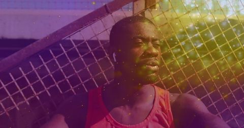 Athletic Man Glowing with Fitness Energy Outdoors