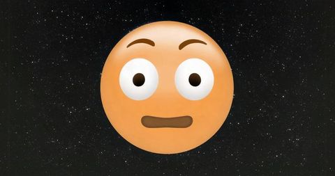 Surprised Emoji on Starry Night Sky Background