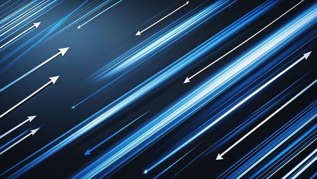 Futuristic light streaks with arrows on digital canvas