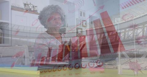 Senior Woman Presenting Data in Home Office with Technology Concept