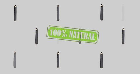 Pencil Icons with 100% Natural Label on Grey Background