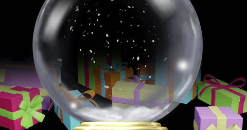 Festive Snow Globe with Wrapped Holiday Gifts