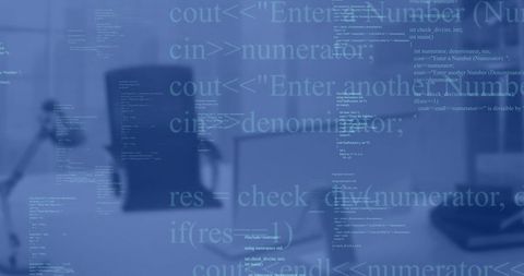C++ Code Overlay on Modern Office Workspace
