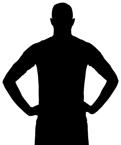 Transparent silhouette of man standing with hands on hips vector