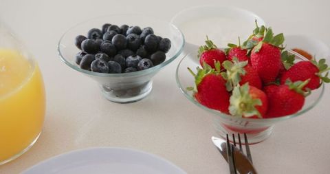 Healthy Breakfast with Fresh Berries and Orange Juice