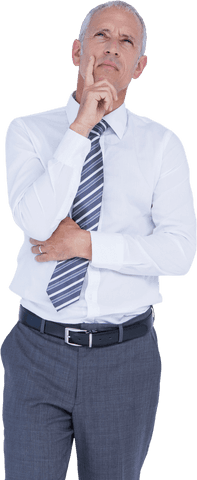 Caucasian Businessman Contemplating Transparent Background
