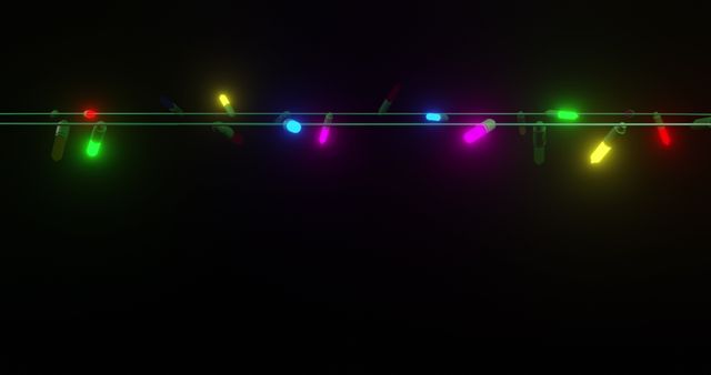 Bright Multicolored Christmas String Lights against Black Background - Download Free Stock Images Pikwizard.com