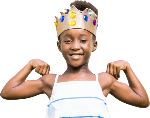 smiling little girl wearing crown flexing muscles transparent background - Download Free Stock Videos Pikwizard.com