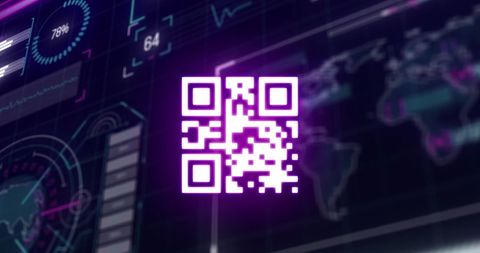 QR Code Overlay Digital Data Screen Interface - Download Free Stock Images Pikwizard.com
