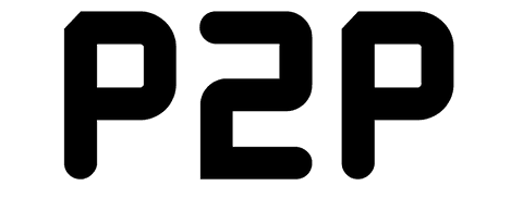 Black P2P Text on Transparent Background Illustrates Connections