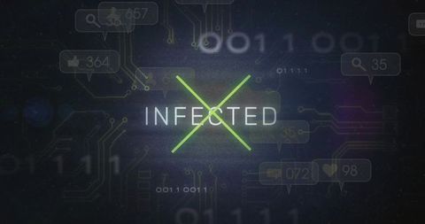 Futuristic cyber threat with glowing warning signal