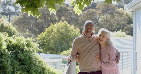 Senior Couple Enjoying Morning Coffee on Balcony - Download Free Stock Images Pikwizard.com