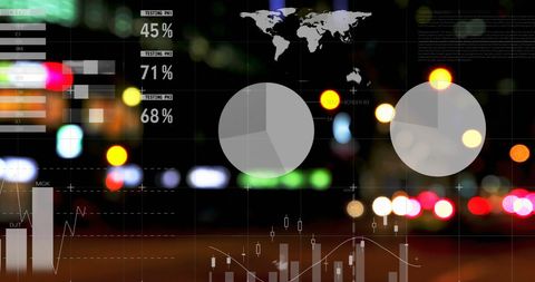 Digital Interface with Data Analytics Over Blurred Cityscape - Download Free Stock Images Pikwizard.com