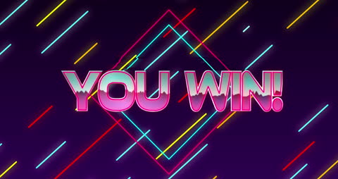 Retro Futuristic Win Message in Neon Style Background