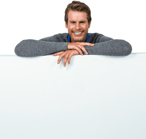 Smiling Man Behind Transparent Table with Blank Space - Download Free Stock Videos Pikwizard.com