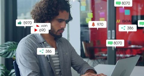 Curly-haired Professional Managing Digital Notifications in Office