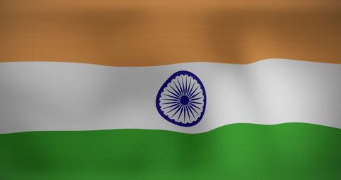 Waving indian flag with ashoka chakra highlight