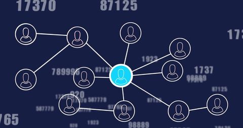 Network Connections with Data Visualization on Dark Background