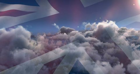 Union Jack Overlaying Cloudy Sky for Patriotic Theme - Download Free Stock Images Pikwizard.com