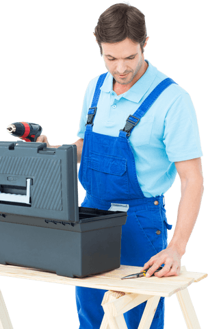 Carpenter Removing Tools from Transparent Toolbox - Download Free Stock Videos Pikwizard.com