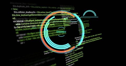 Dynamic Energy Icon with Flowing Code Lines - Download Free Stock Images Pikwizard.com