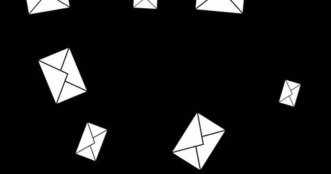 Falling envelope icons on black background