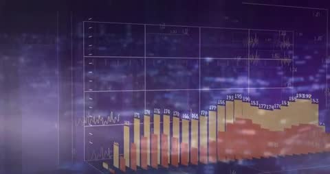 3D Bar Chart Analyzing Data Trends in Futuristic Setting