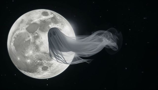 Ethereal Ghost Gliding Across Midnight Starry Sky