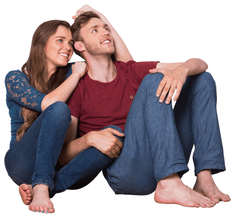 Relaxed Caucasian Couple Enjoying Quality Time, Transparent Background