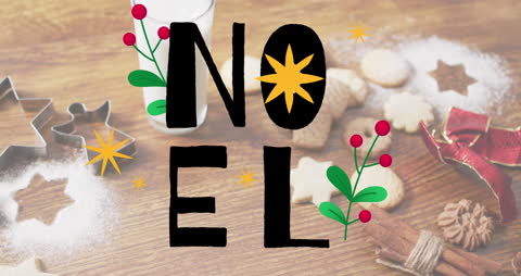 Festive NOEL Design with Christmas Baking Elements and Decorations