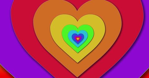 Digital Tunnel of Multicolored Hearts in Abstract Design