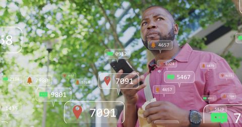 Man Interacting with Digital Data Interface Outdoors - Download Free Stock Images Pikwizard.com