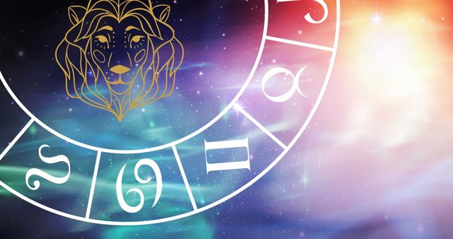 Leo Zodiac Symbol in Vibrant Cosmic Display - Download Free Stock Images Pikwizard.com