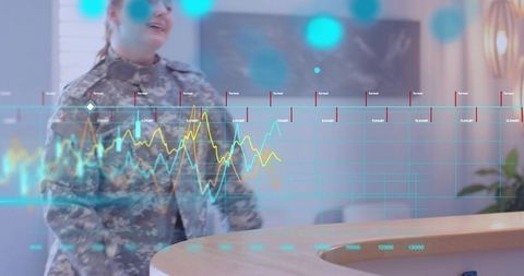 Soldier in Camouflage Examining Holographic Data Overlays