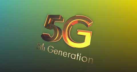 Golden 5G Text on Gradient Green to Yellow Background