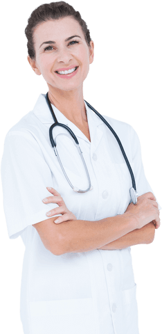 Confident Female Doctor Standing with Arms Folded Transparent Background - Download Free Stock Videos Pikwizard.com