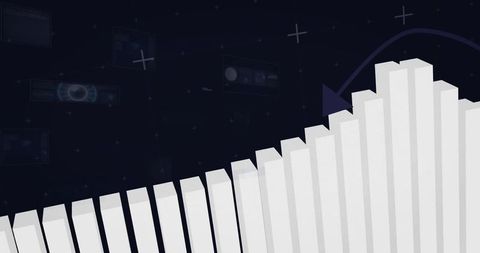 Rising 3D Bar Chart with Digital Technology Elements