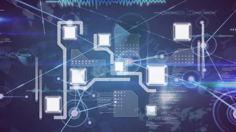 Digital Network and Data Processing Animation Background