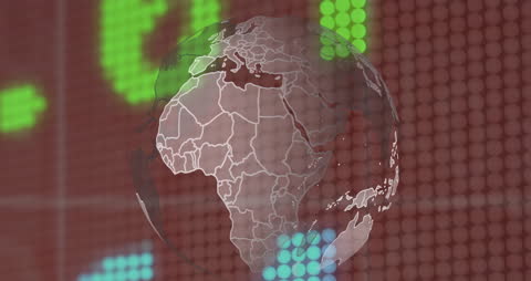 Digital Globe Overlaying Financial Data Display