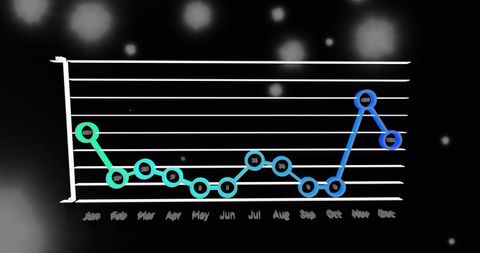 Abstract Data Processing Graph on Black Background